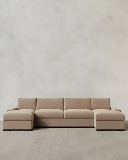 Stillman U Sectional in Performance Velvet - One Size / Java