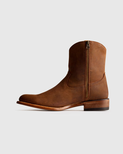 Crafted Leather Western Zip Boot - 7 / Dark Chocolate