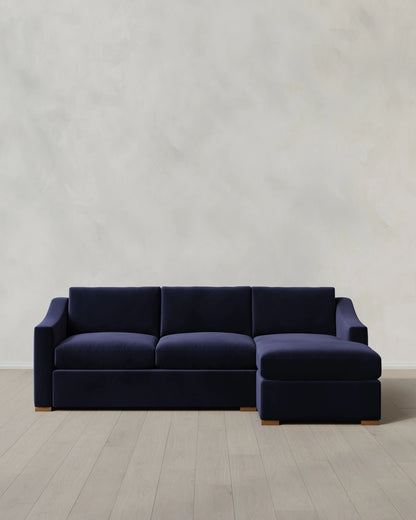 Hollis Slope Arm Chaise Sectional in Performance Velvet - 104" Right Arm / Spruce