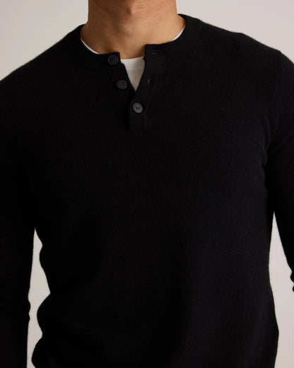 Mongolian Cashmere Henley Sweater - S / Brown
