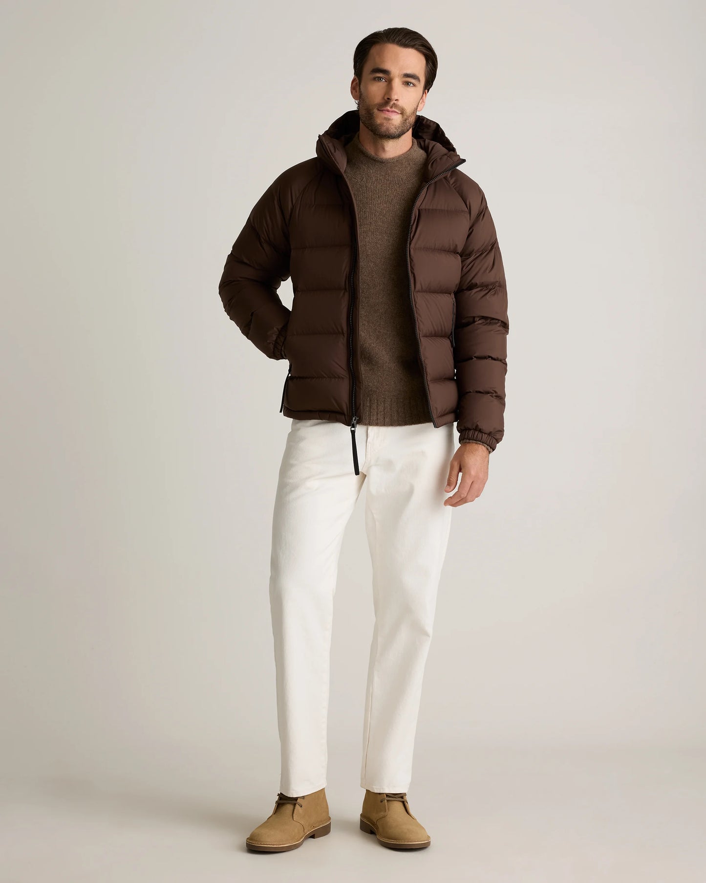 Responsible Down Puffer Jacket with Hood - S / Hot Fudge