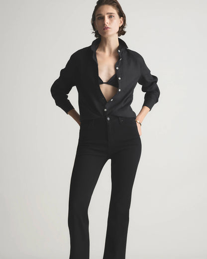 100% European Linen Long Sleeve Shirt - XS / Blue Pinstripe