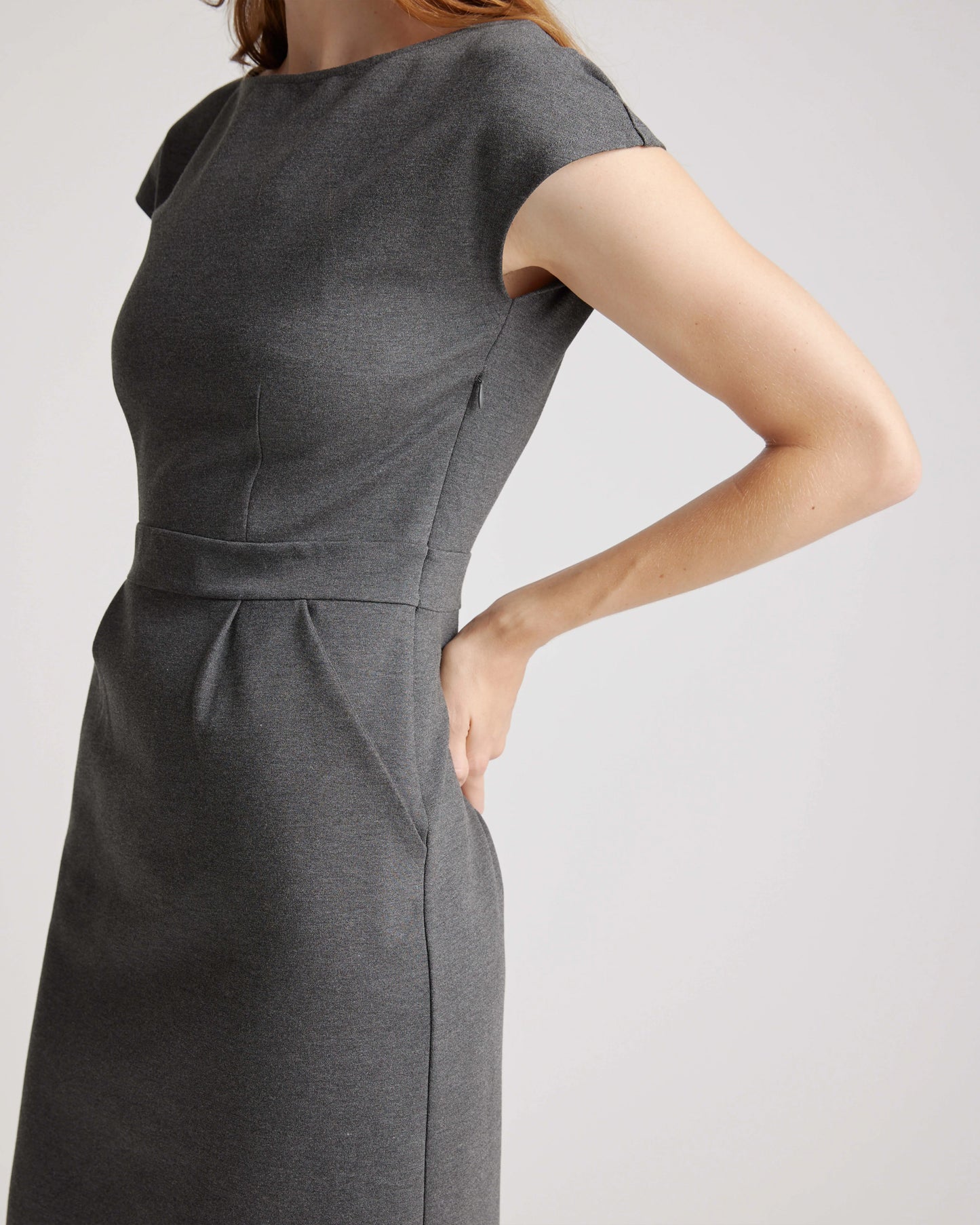 Ultra-Stretch Ponte Cap Sleeve Dress - XS / Ruby Red