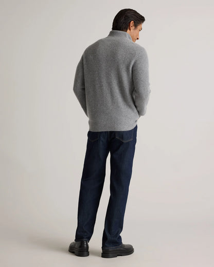 Mongolian Cashmere Fisherman Full Zip Sweater - S / Teak