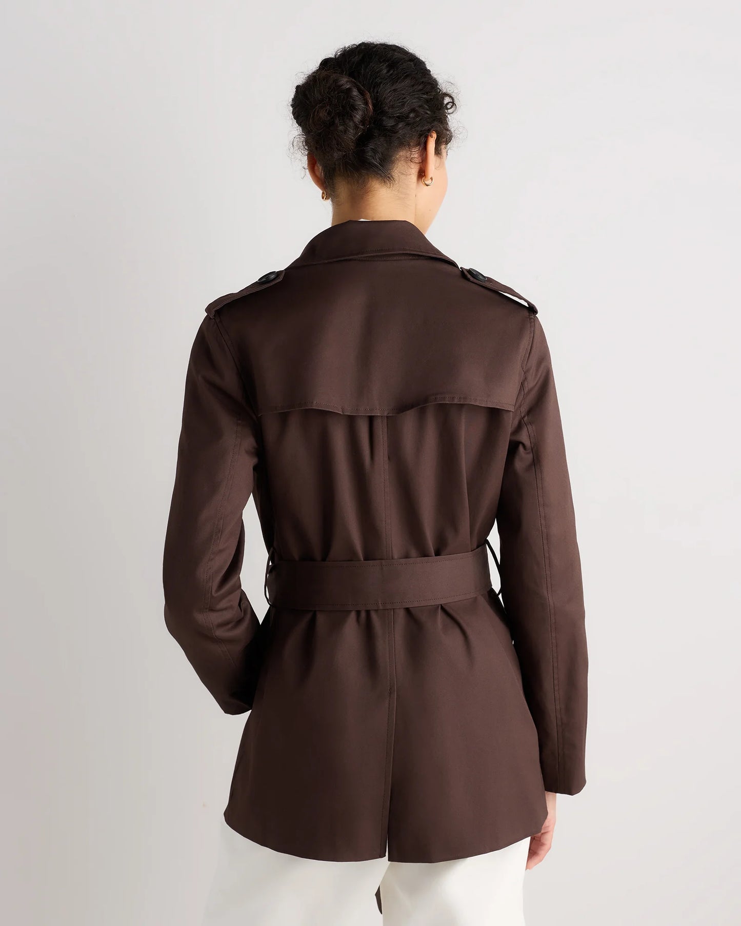 Comfort Stretch Short Trench Coat - XS / Coffee Bean Brown