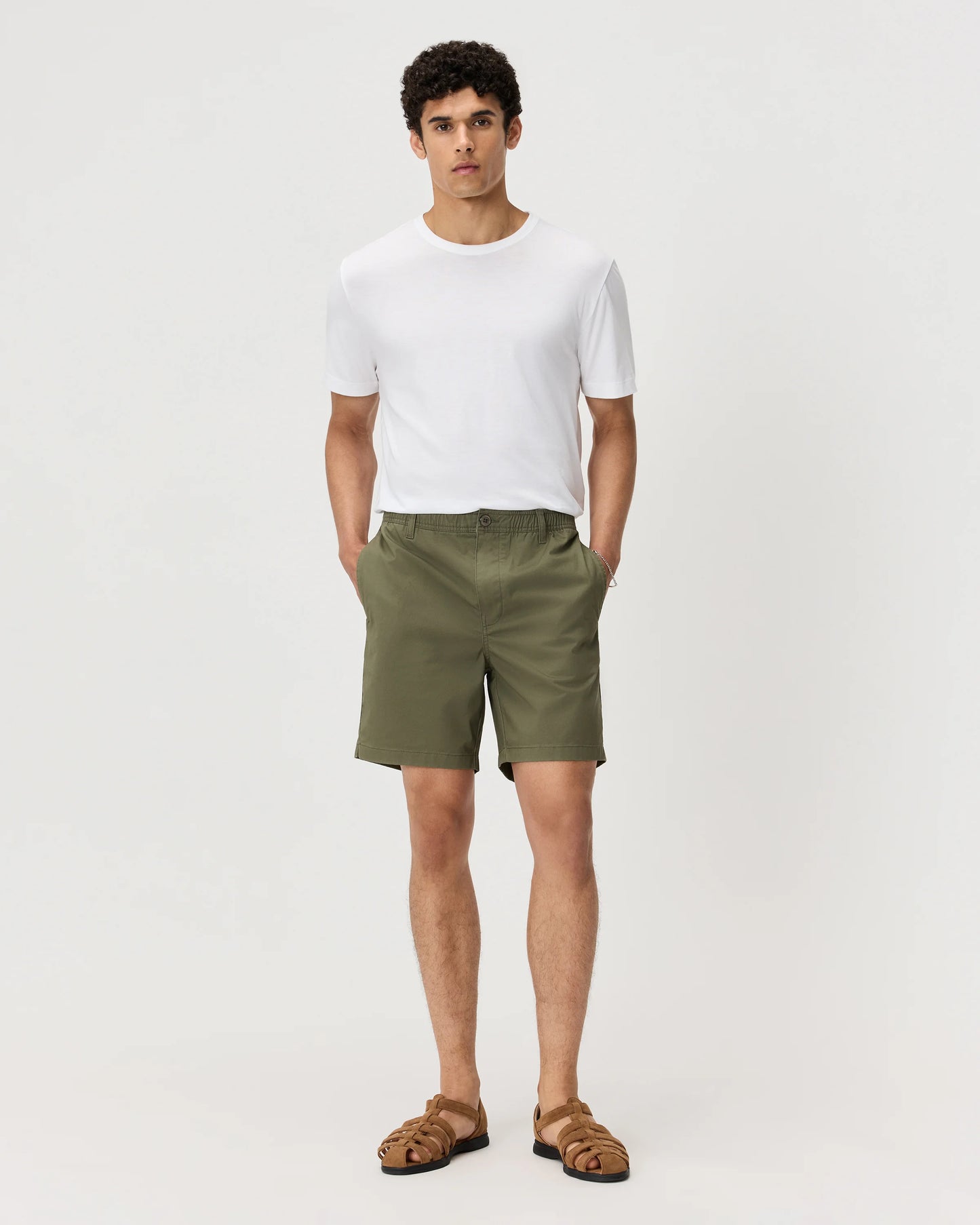 Organic Stretch Cotton Pull On Chino Shorts - 7" - XS / Sand Dune