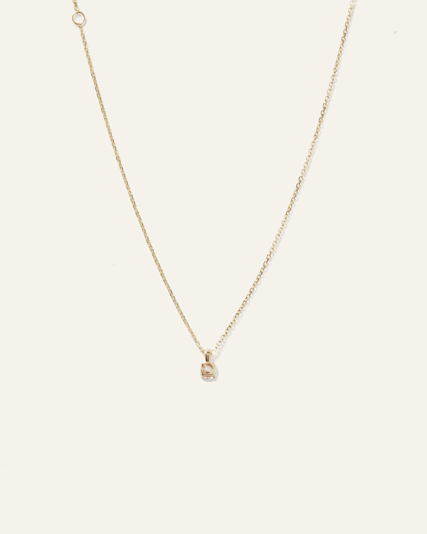 14k Gold Natural Diamond Solitaire Necklace - One Size / Yellow Gold