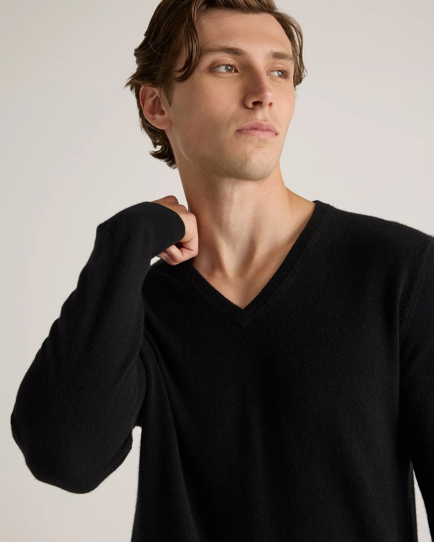 Mongolian Cashmere V-Neck Sweater - S / Oatmeal