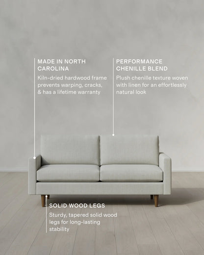 Atlas Midcentury Sofa in Performance Chenille Linen Blend - 6ft / Snow