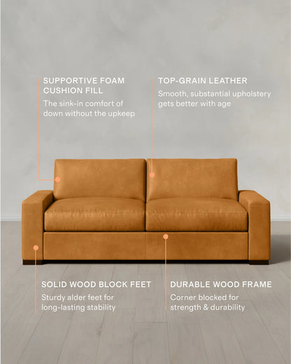 Stillman Sofa in Leather - 7ft / Auburn