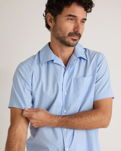 Organic Cotton Stretch Poplin Camp Shirt - S / White
