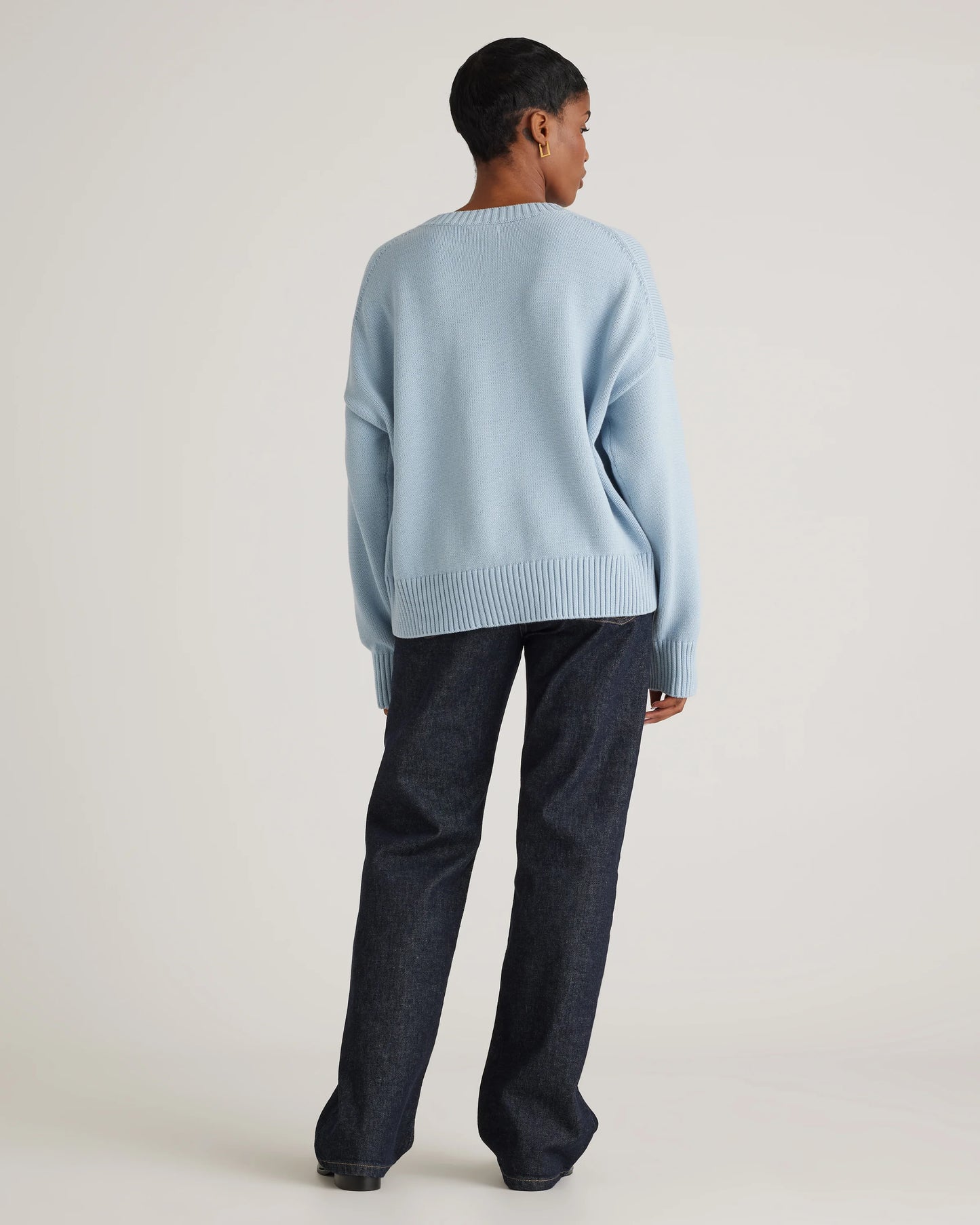 100% Organic Cotton Boyfriend Crew Sweater - XS / Speckled Beige