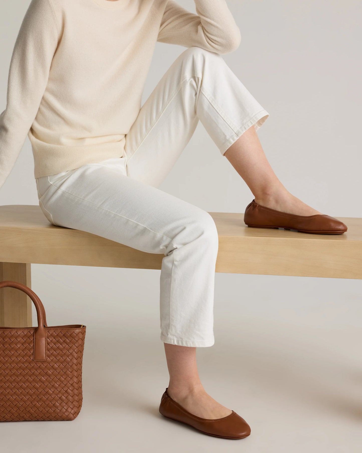 Italian Leather On-The-Go Ballet Flat - 5 / Cognac