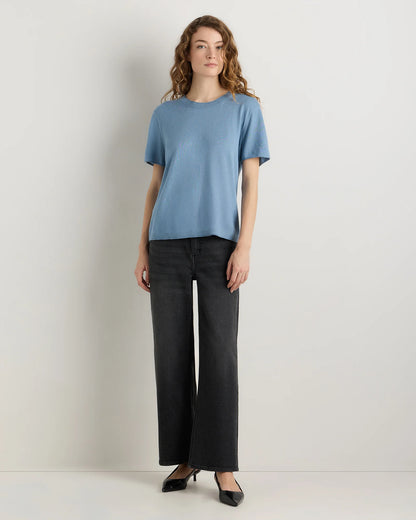 Lightweight Cotton Cashmere Relaxed Sweater Tee - XS / Sugar Stone