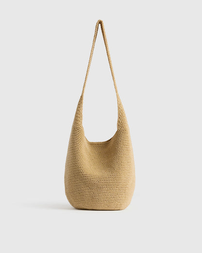 Hand Crochet Hobo Shoulder Bag - One Size / Black