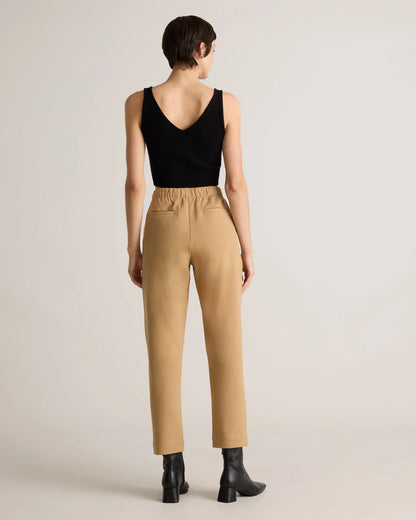 Organic Cotton Double Knit Straight Pants - XS / Soft Camel