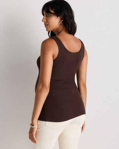 Bamboo Rib Maternity Scoop Neck Tank - XS / Deep Navy
