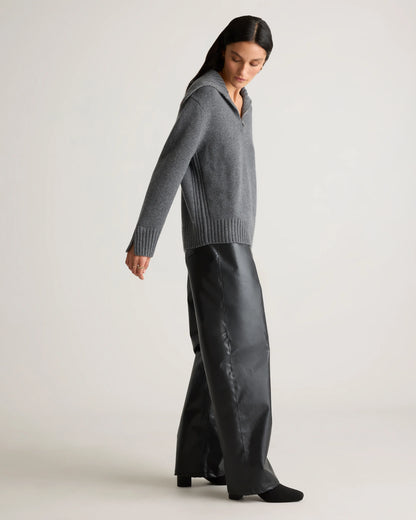 Luxe Baby Cashmere Quarter Zip Sweater - XS / Creamy Cortado
