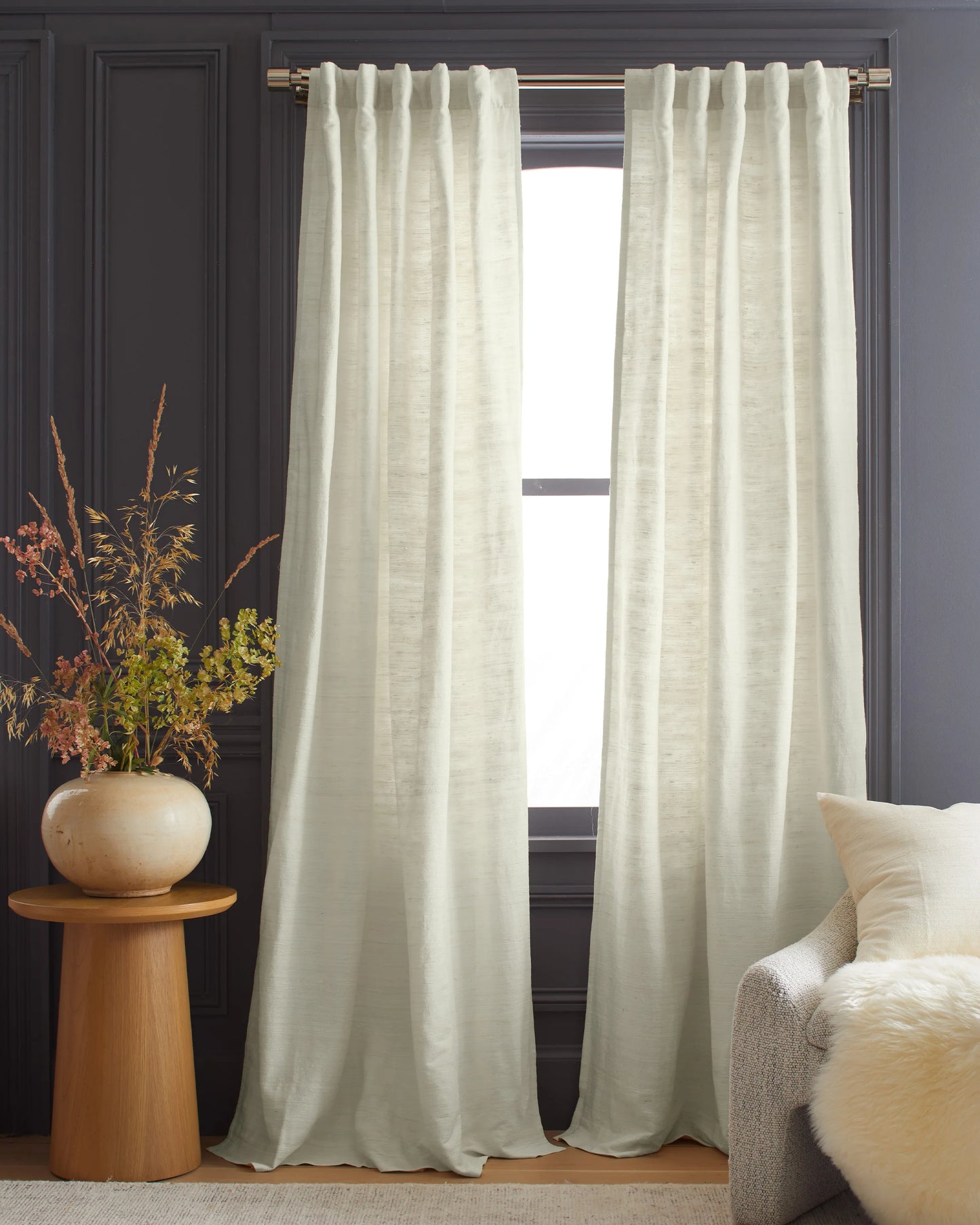 Raw Silk Curtain - Single Panel - 48x84 / Ivory