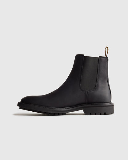 Rugged Leather Lug Sole Chelsea Boot - 7 / Firewood