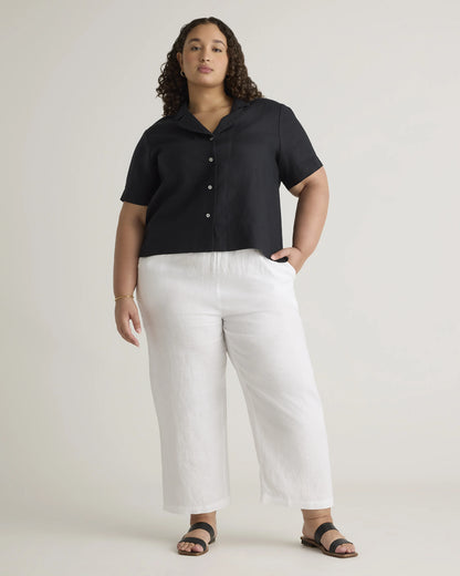 100% European Linen Short Sleeve Shirt - 1X / Flax