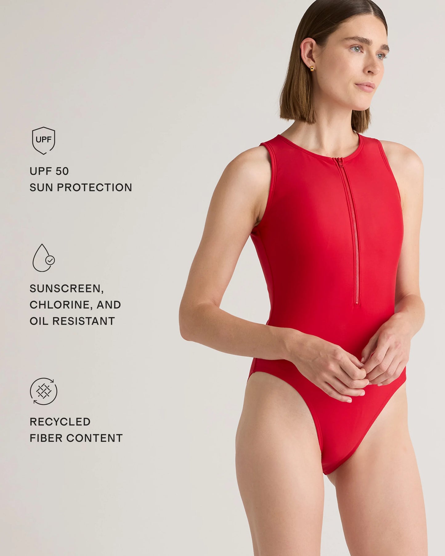 Italian Zip-Front One-Piece Swimsuit - XS / Lagoon Teal Blue