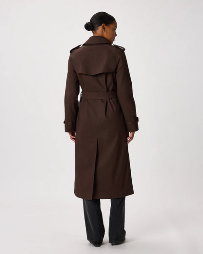 Comfort Stretch Long Trench Coat - XS / Dark Khaki