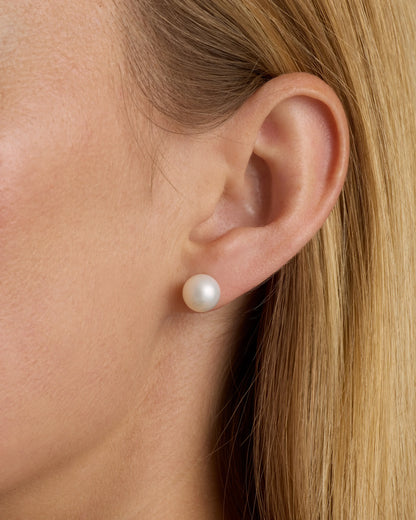14K Gold Freshwater Cultured Pearl Studs - One Size / Yellow Gold