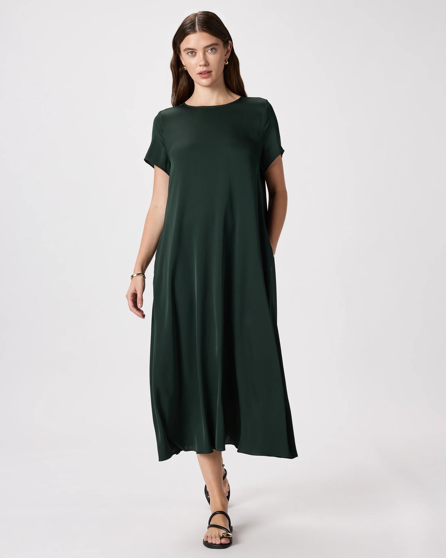 Washable Stretch Silk Voluminous Maxi Dress - XS / Moonstone Blue