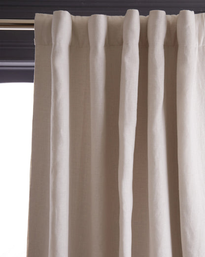 Heavyweight European Linen Room Darkening Curtain - 48x84 / White