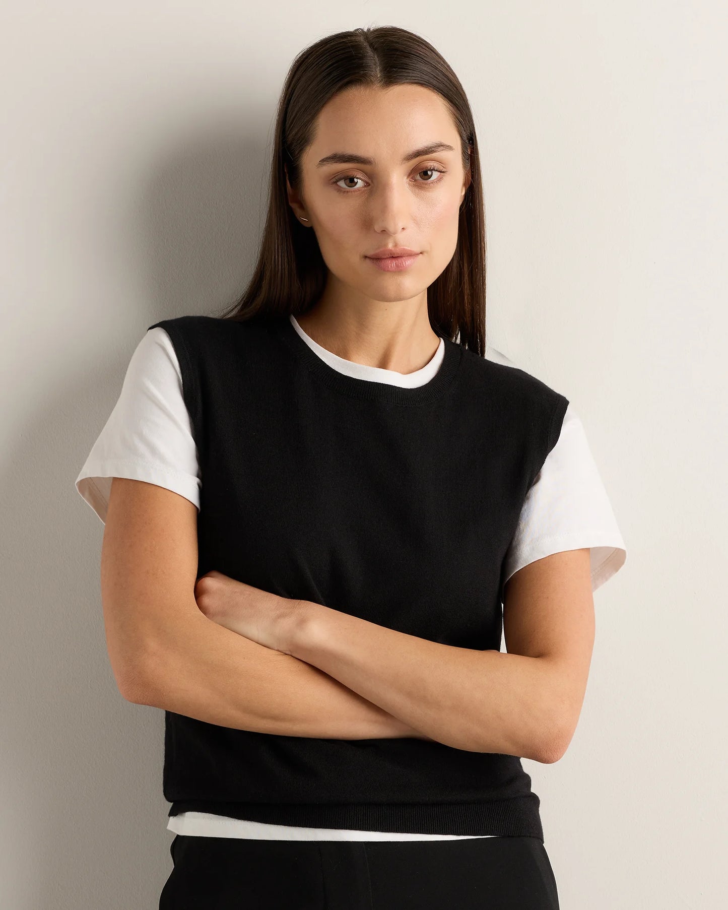 Lightweight Cotton Cashmere Sweater Tank - XS / Black