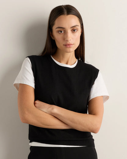 Lightweight Cotton Cashmere Sweater Tank - XS / Black