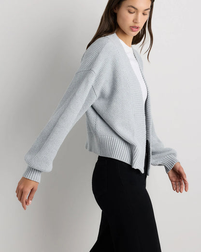 100% Organic Cotton Waffle Stitch Open Cardigan - XS / Sky Blue