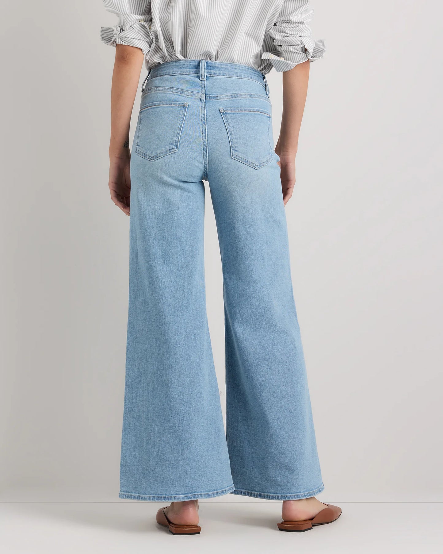 Bella Stretch Palazzo Jeans - 24 / Frosted Blue
