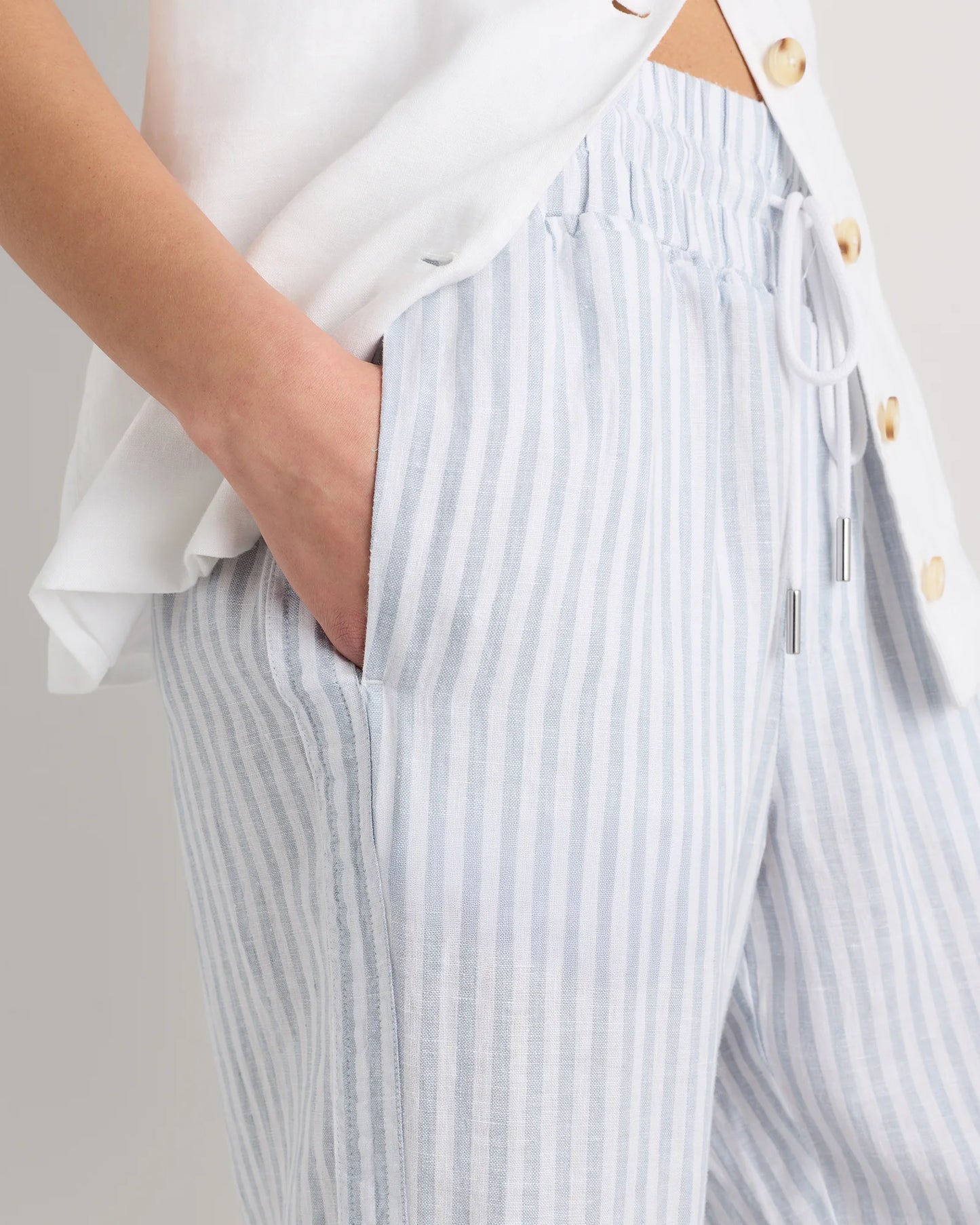 100% European Linen Wide Leg Pants - XS / Flax