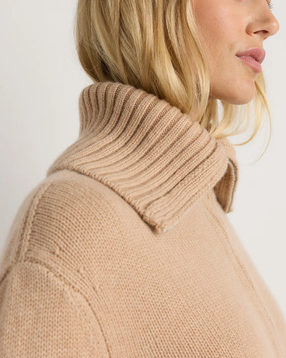 Luxe Baby Cashmere Quarter Zip Sweater - XS / Creamy Cortado