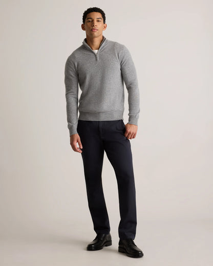 Mongolian Cashmere Quarter Zip Sweater - S / Olive Twist