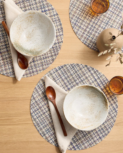 Basketweave Easy-Care Round Placemat, Set of 4 by Chilewich - One Size / Celadon
