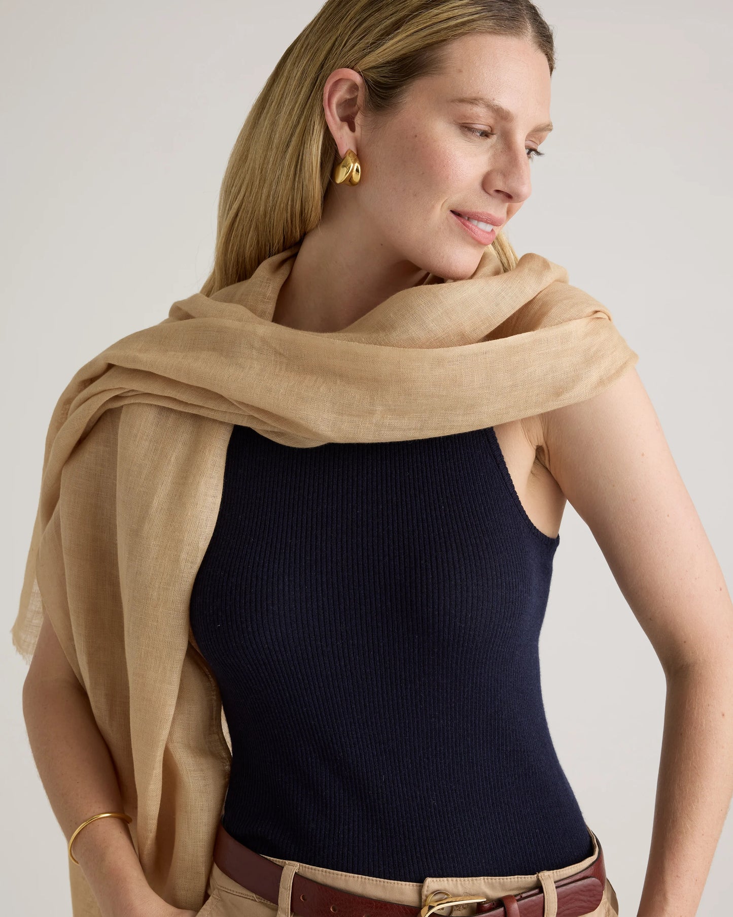 100% European Linen Scarf - One Size / Porcelain Blue