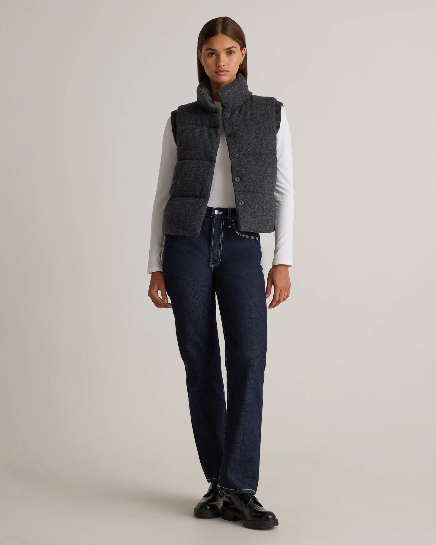 Mongolian Cashmere Puffer Vest - XS / Black