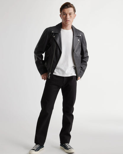 100% Leather Motorcycle Jacket - S / Black