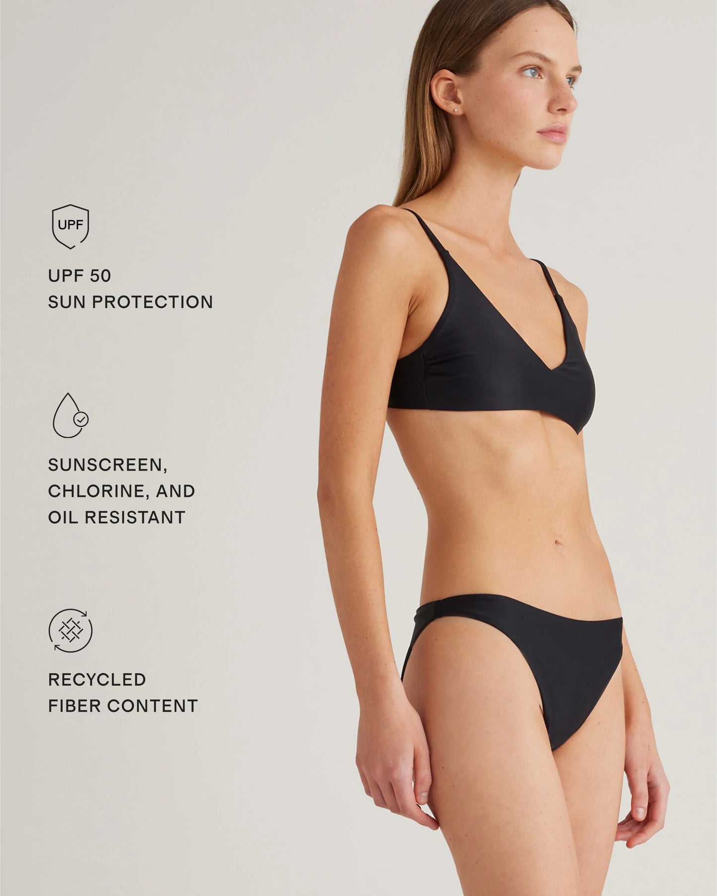 Italian V-Neck Bikini Top - XS / Black
