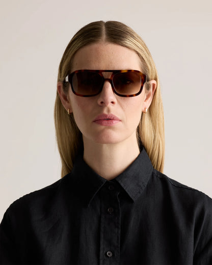 Berlin Polarized Acetate Sunglasses - Standard / Ginger Tortoise with Brown Gradient lens