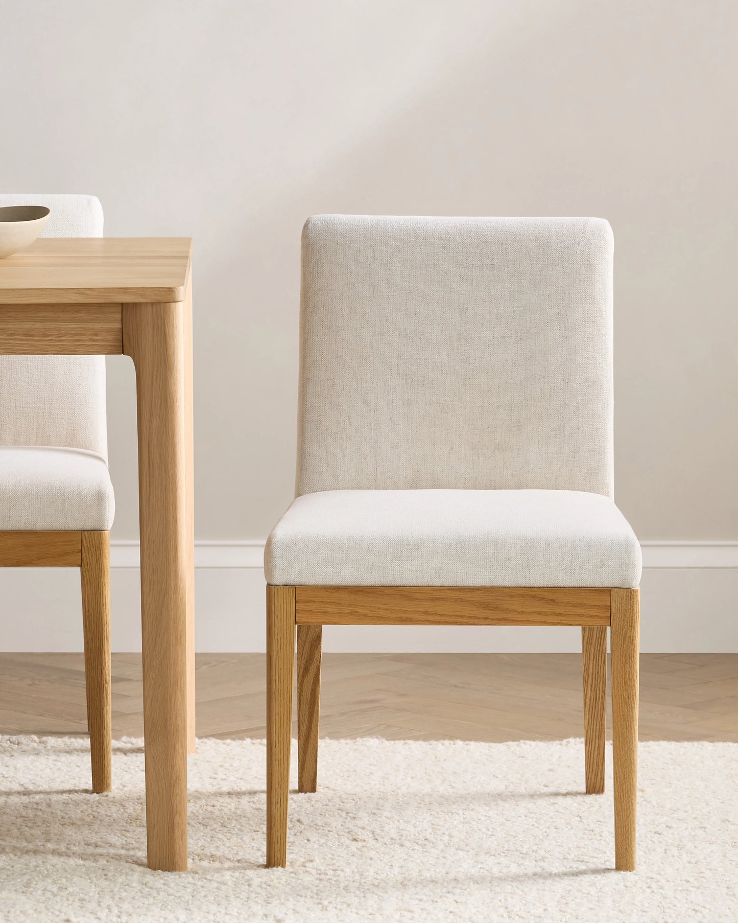 Performance Fabric Dining Chair with Solid Oak Legs (Set of 2) - One Size / Snow/Natural
