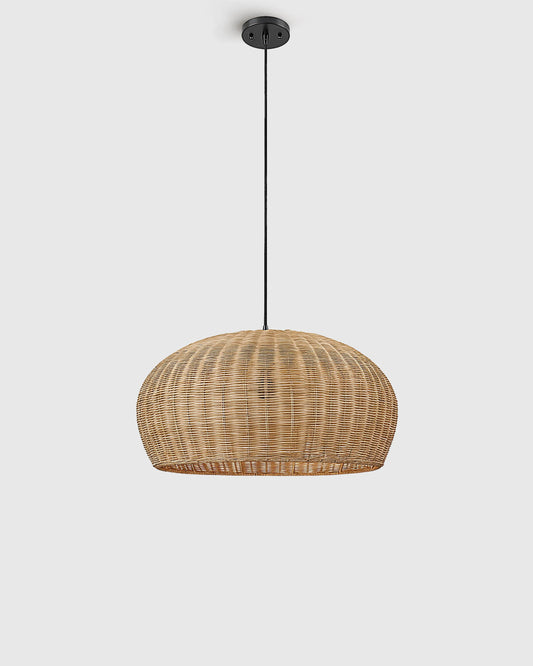 Natural Rattan Dome Pendant Light - One Size / Natural