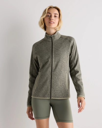 Sweater-Knit Fleece Full-Zip Jacket - XS / Heather Mineral Green