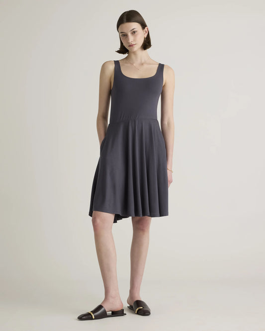 Tencel Jersey Fit & Flare Mini Dress - XS / Carbon Grey