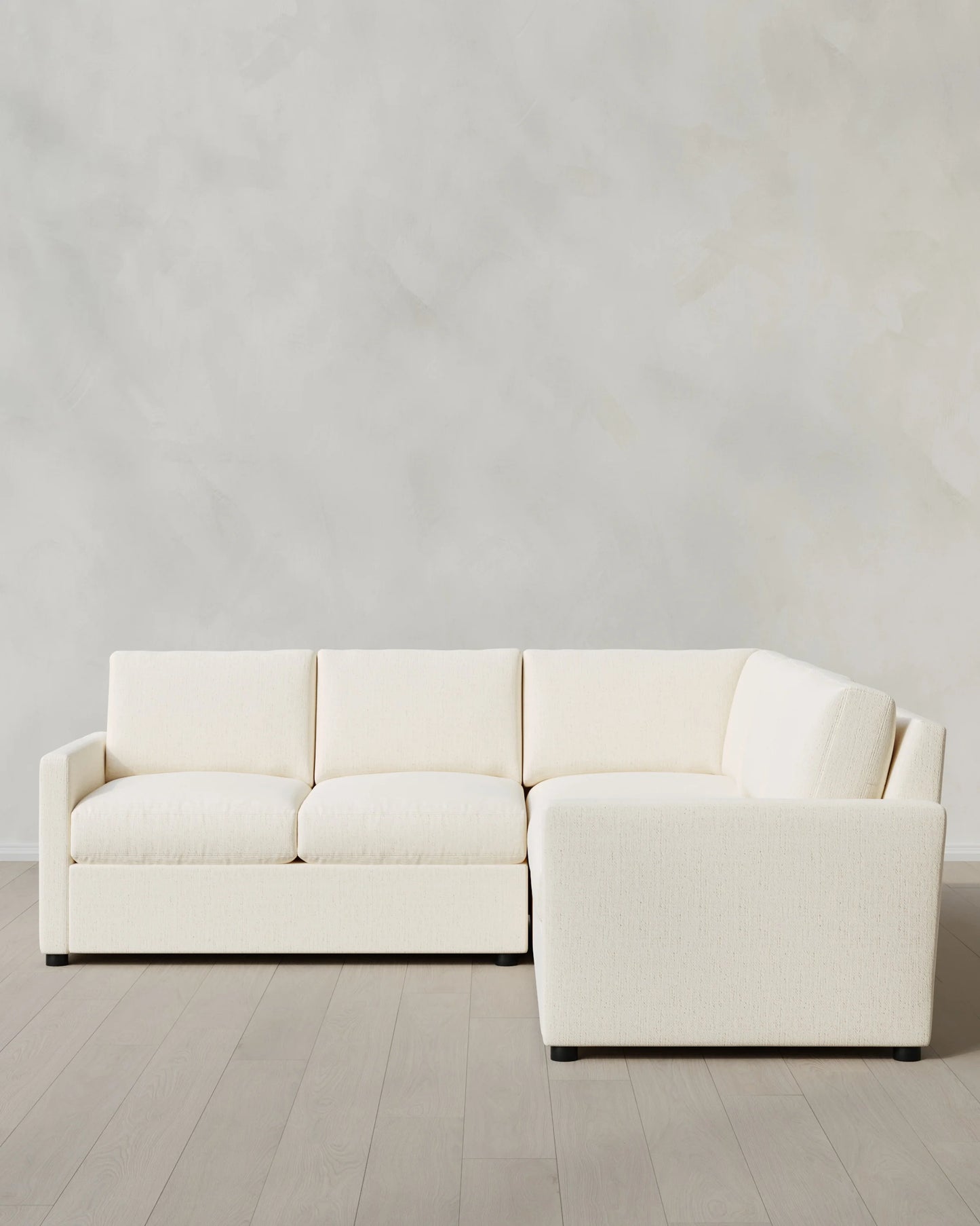 Brennan L Sectional in Performance Chenille Linen Blend - 99x99 / Snow