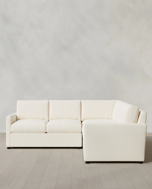 Brennan L Sectional in Performance Chenille Linen Blend - 99x99 / Snow
