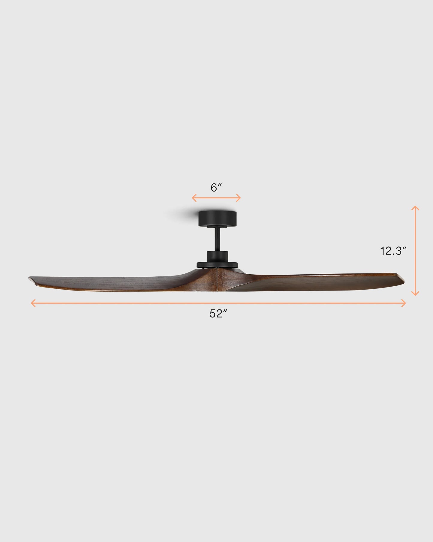 Transitional Wood Blade Ceiling Fan - 52" / Honey/Black